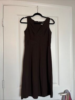 LOFT Dark Brown V-Neck Sleeveless Midi Dress
